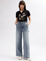 True Religion Women Blue Solid Fit and Flare Mid-Rise Jeans