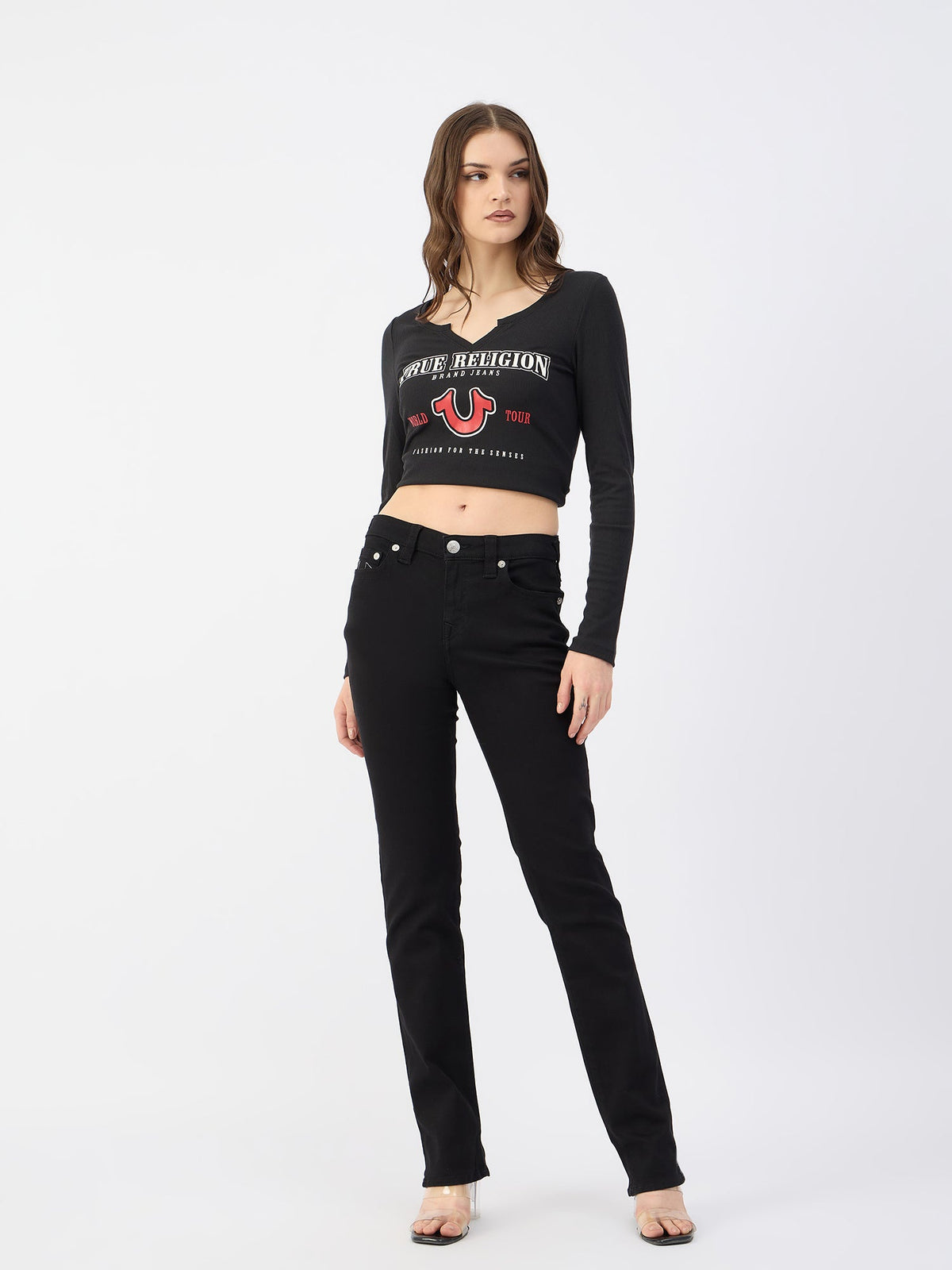 True Religion Women Black Straight Fit Jeans