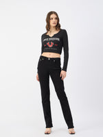 True Religion Women Black Straight Fit Jeans
