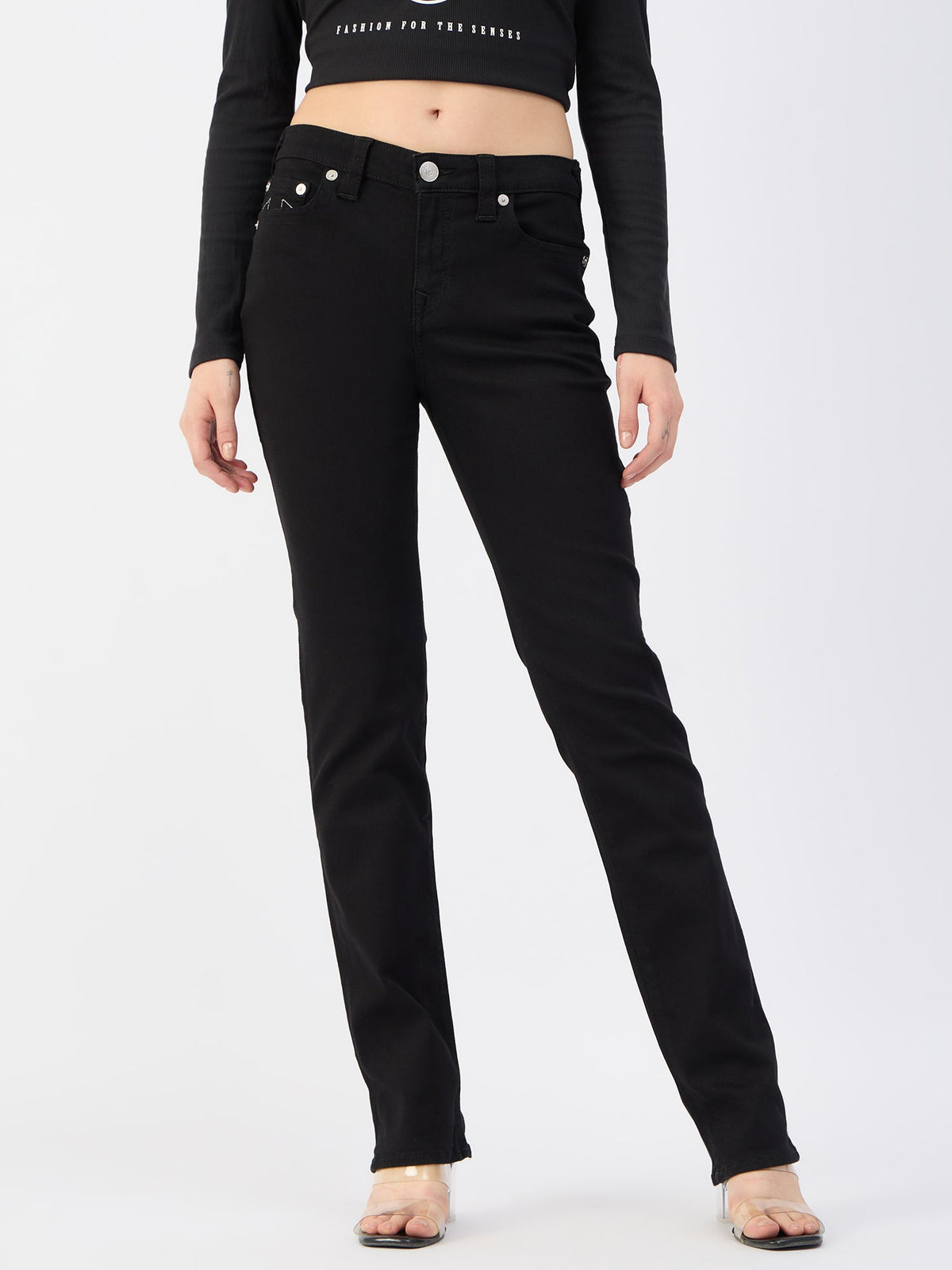 True Religion Women Black Straight Fit Jeans