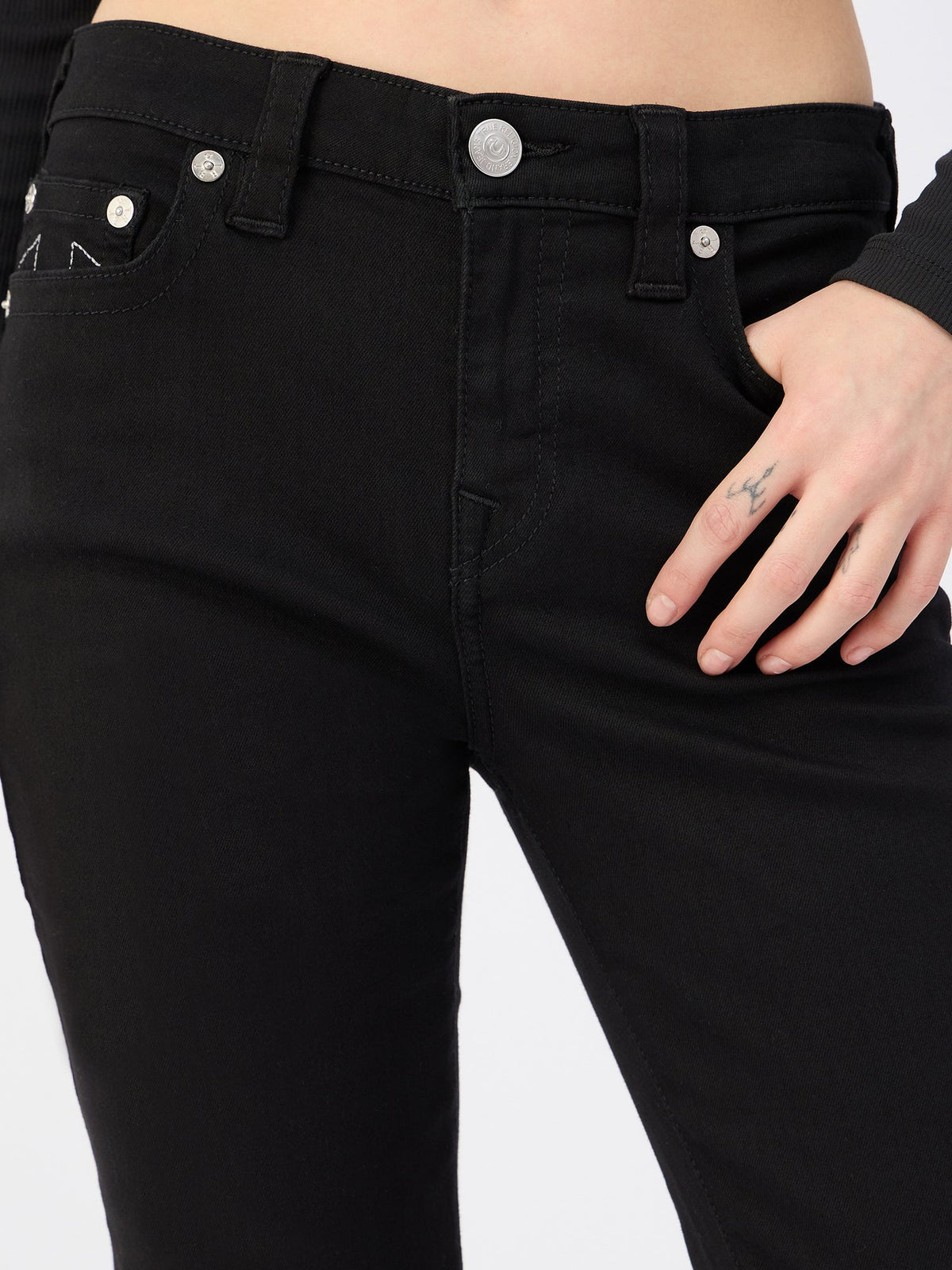 True Religion Women Black Straight Fit Jeans