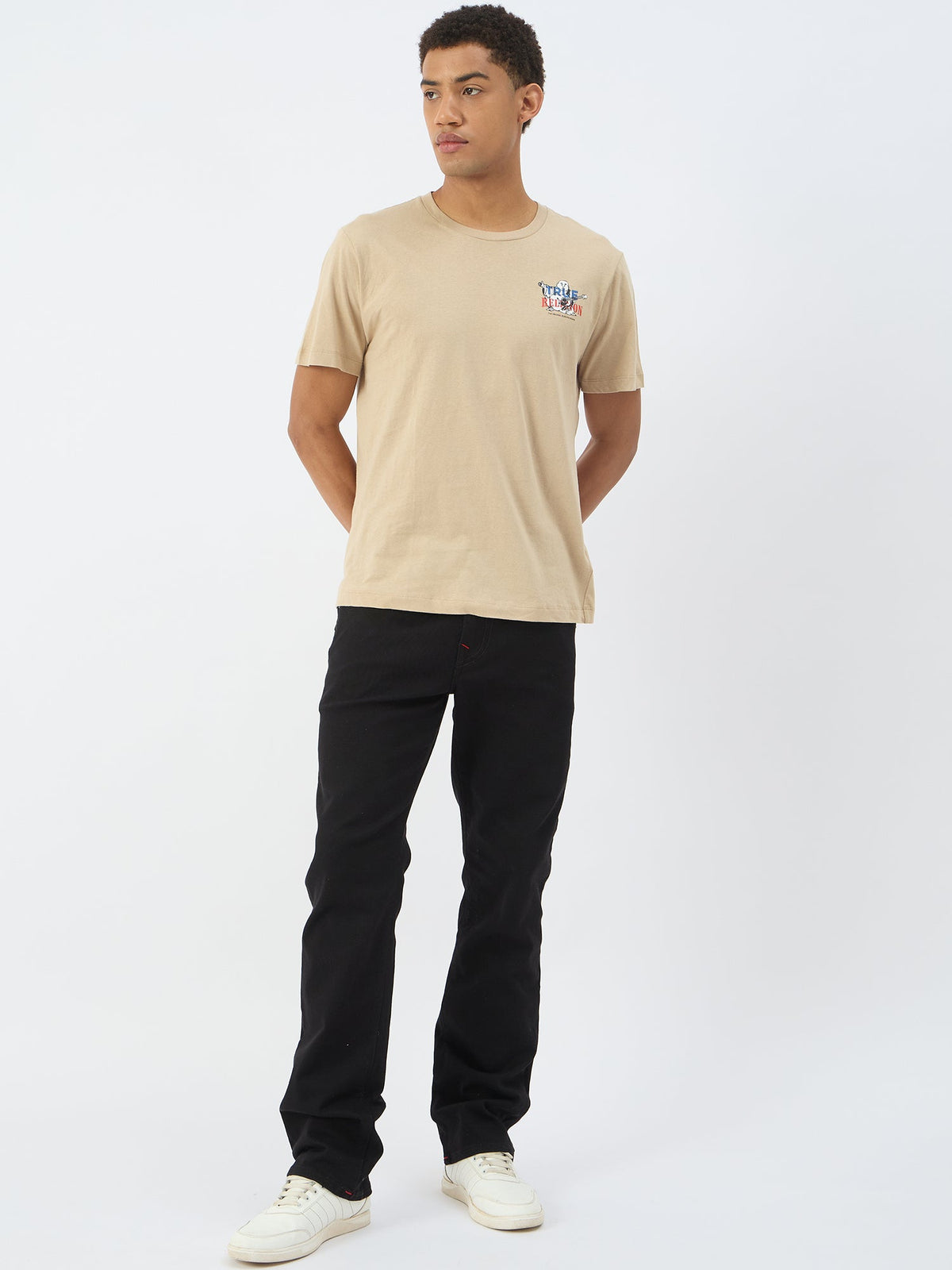 True Religion Men Beige Round Neck Tshirt