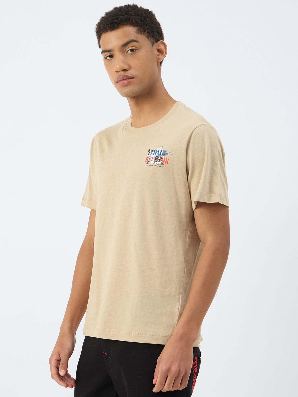 True Religion Men Beige Round Neck Tshirt