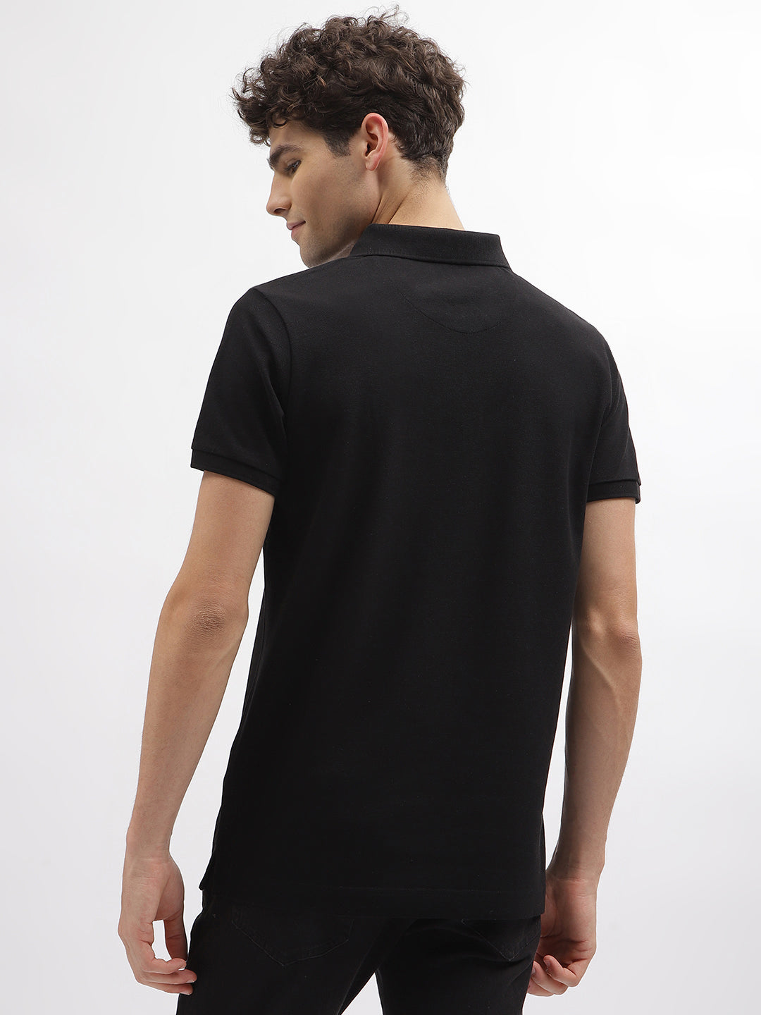 True Religion Men Black Solid Polo Collar Short Sleeves Tshirt