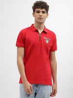 True Religion Men Red Solid Polo Collar Short Sleeves Tshirt