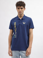 True Religion Men Blue Printed Polo Collar Short Sleeves Tshirt