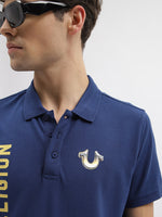 True Religion Men Blue Printed Polo Collar Short Sleeves Tshirt