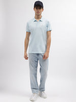 True Religion Men Blue Solid Polo Collar Short Sleeves Tshirt