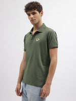True Religion Men Green Solid Polo Collar Short Sleeves Tshirt