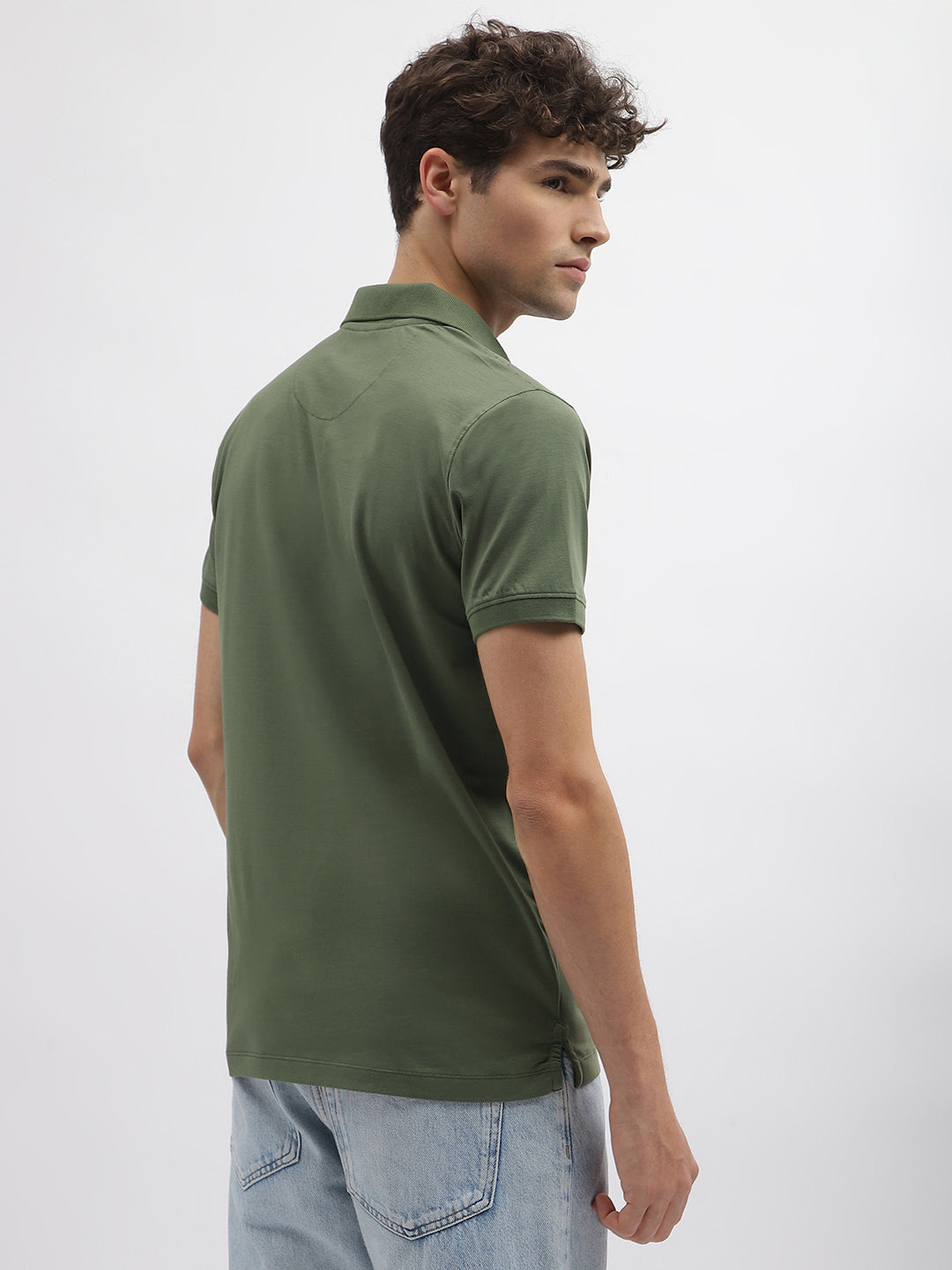 True Religion Men Green Solid Polo Collar Short Sleeves Tshirt