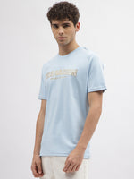 True Religion Men Blue Printed Round Neck Short Sleeves Tshirt