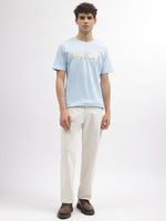 True Religion Men Blue Printed Round Neck Short Sleeves Tshirt