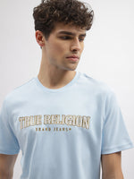 True Religion Men Blue Printed Round Neck Short Sleeves Tshirt