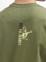 True Religion Men Green Solid Round Neck Short Sleeves T-Shirt