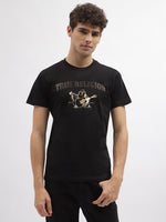 True Religion Men Black Printed Round Neck Short Sleeves Tshirt