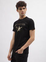 True Religion Men Black Printed Round Neck Short Sleeves Tshirt