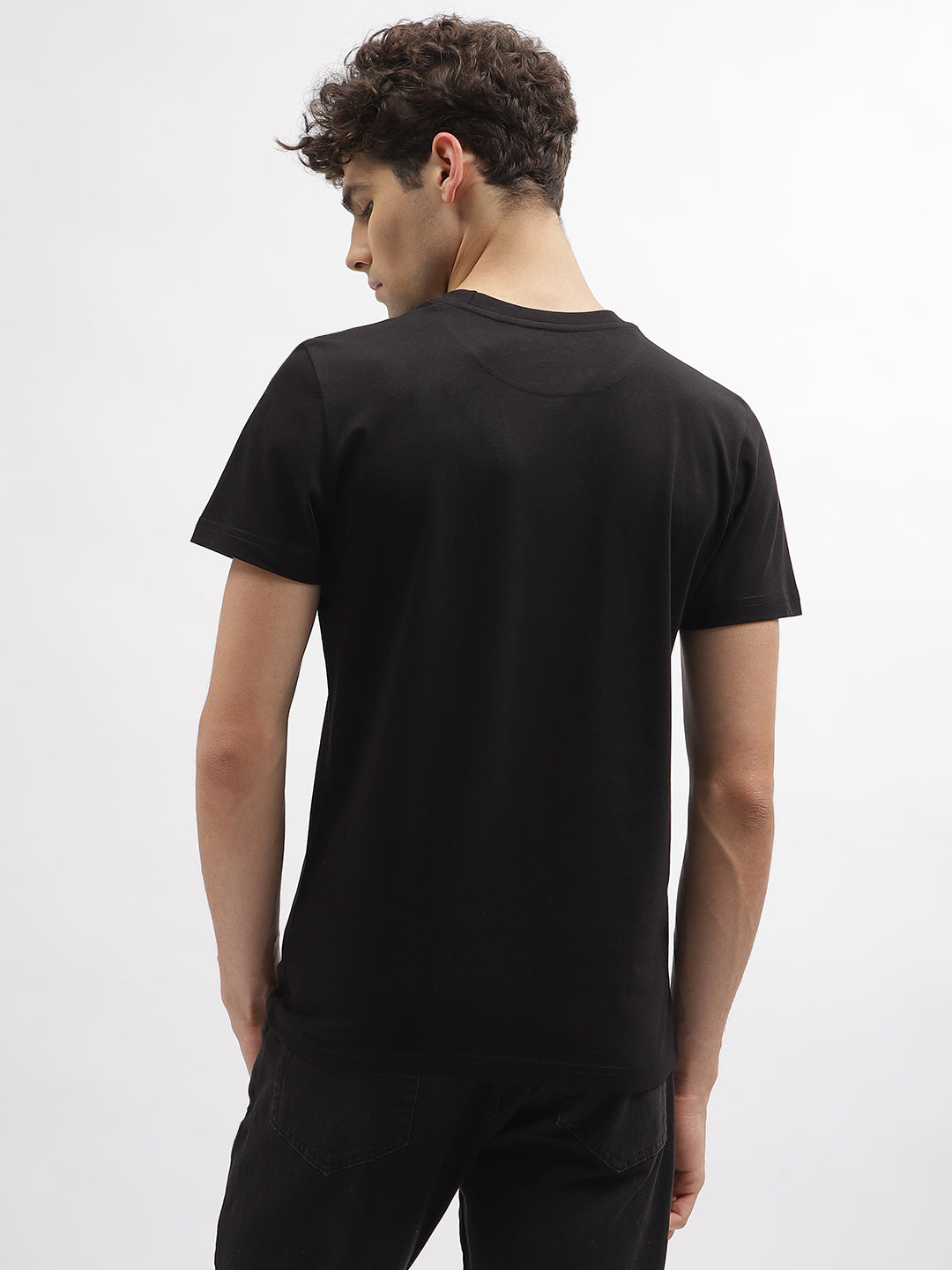 True Religion Men Black Printed Round Neck Short Sleeves Tshirt