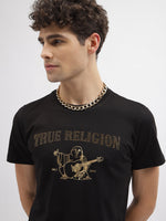 True Religion Men Black Printed Round Neck Short Sleeves Tshirt