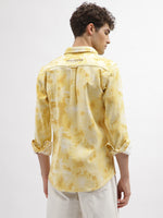 True Religion Men Yellow Printed Spread Collar Full Sleeves Shirt
