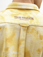 True Religion Men Yellow Printed Spread Collar Full Sleeves Shirt