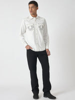 True Religion Men White Solid Spread Collar Full Sleeves Shirt