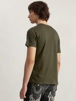 True Religion Men Olive Printed Round Neck Short Sleeves Tshirt
