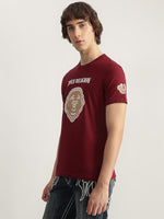 True Religion Men Red Printed Round Neck Short Sleeves Tshirt