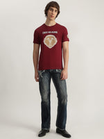 True Religion Men Red Printed Round Neck Short Sleeves Tshirt