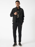 True Religion Men Black Solid Stand Collar Sleeveless Gilet Jacket