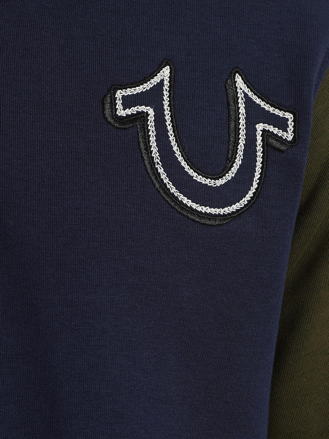 True Religion Men Color-Blocked Polo Collar Full Sleeves Tshirt