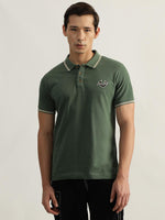 True Religion Men Green Solid Polo Collar Short Sleeves Tshirt
