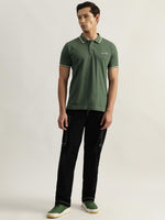 True Religion Men Green Solid Polo Collar Short Sleeves Tshirt