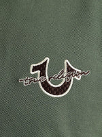 True Religion Men Green Solid Polo Collar Short Sleeves Tshirt