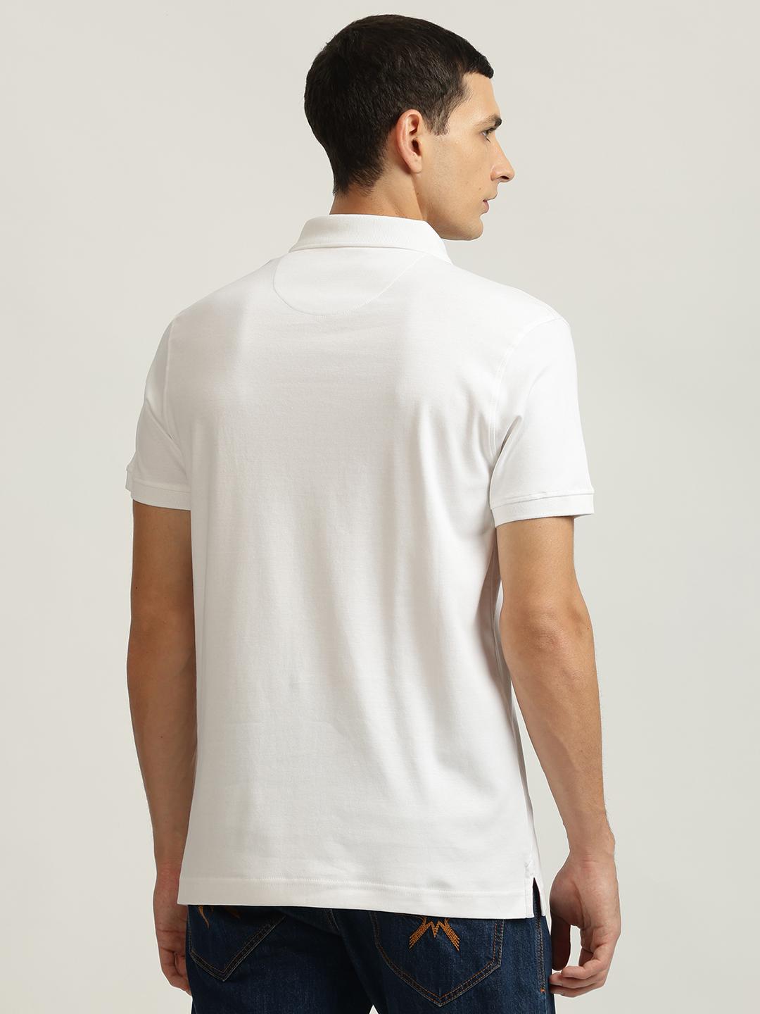 True Religion Men White Solid Polo Collar Short Sleeves Tshirt