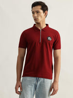 True Religion Men Red Solid Polo Collar Short Sleeves Tshirt