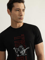 True Religion Men Black Printed Round Neck Short Sleeves Tshirt