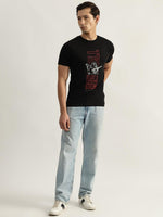 True Religion Men Black Printed Round Neck Short Sleeves Tshirt