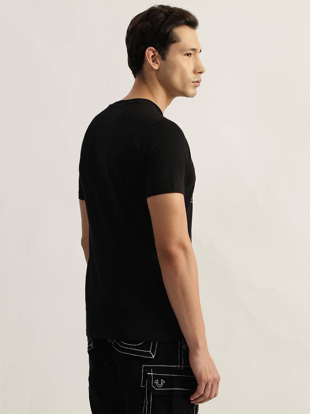 True Religion Men Black Printed Round Neck Short Sleeves Tshirt