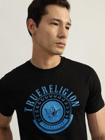 True Religion Men Black Printed Round Neck Short Sleeves Tshirt