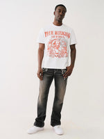 True Religion Men White Printed Round Neck Short Sleeves Tshirt