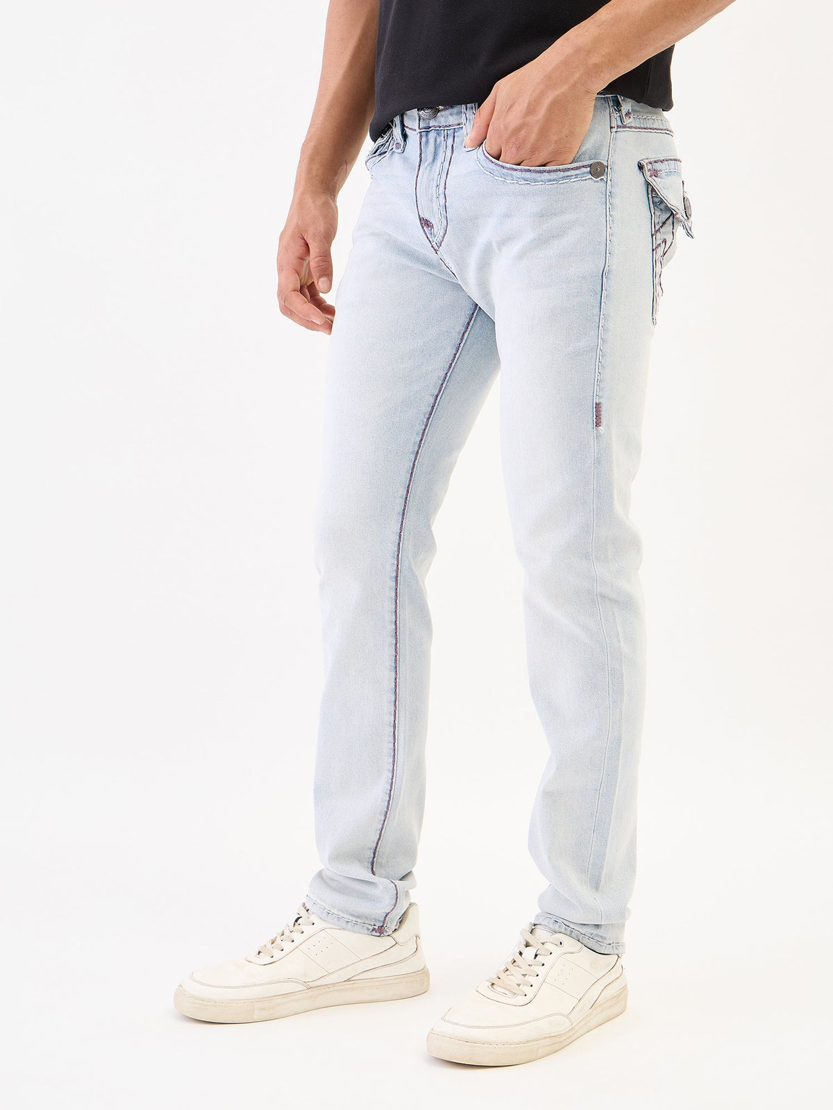 True Religion Men SUPER T Rocco Slim Fit Light Wash Jeans