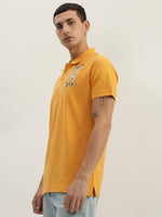 True Religion Men Yellow Solid Polo Collar Short Sleeves Polo Tshirt
