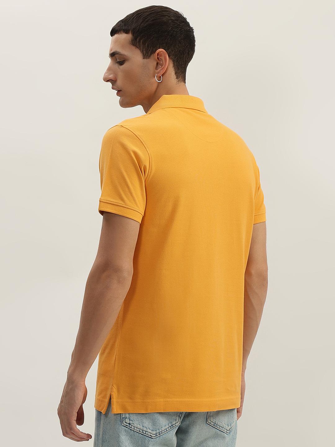 True Religion Men Yellow Solid Polo Collar Short Sleeves Polo Tshirt