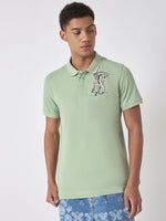 True Religion Men Green Solid Polo Collar Short Sleeves Polo Tshirt