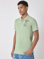 True Religion Men Green Solid Polo Collar Short Sleeves Polo Tshirt