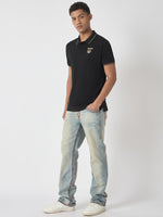 True Religion Men Black Solid Polo Collar Short Sleeves Polo Tshirt