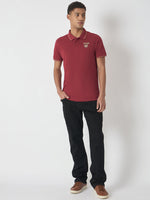 True Religion Men Red Solid Polo Collar Short Sleeves Polo Tshirt