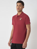 True Religion Men Red Solid Polo Collar Short Sleeves Polo Tshirt