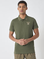 True Religion Men Green Solid Polo Collar Short Sleeves Polo Tshirt
