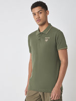 True Religion Men Green Solid Polo Collar Short Sleeves Polo Tshirt